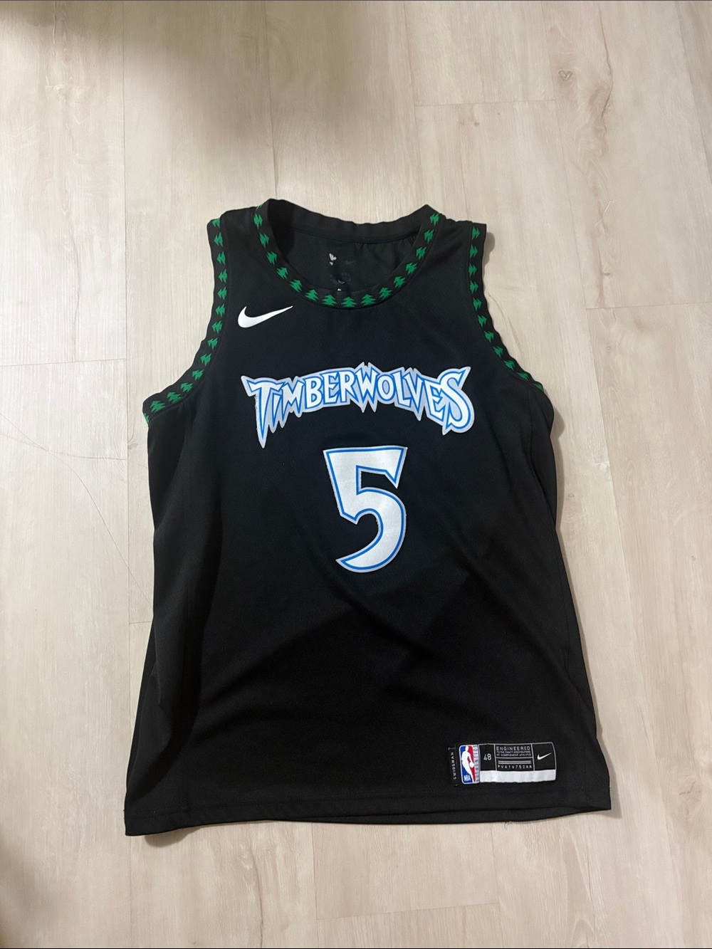 Nike Black Timberwolves #5 Jersey with Blue and Green Accents